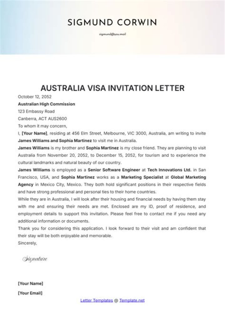 Can I invite my friend to Australia?