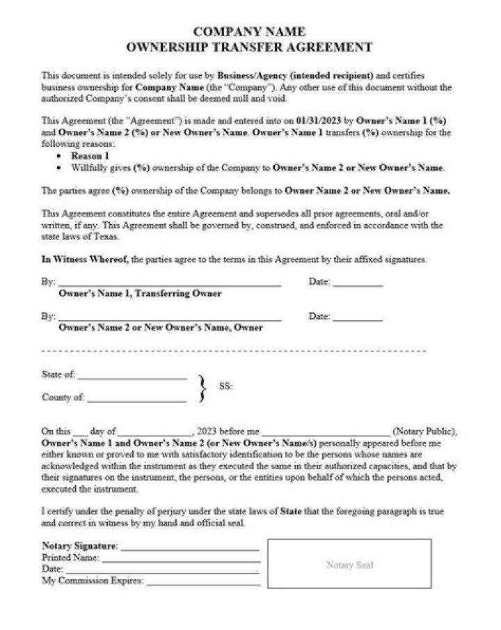 Can ownership of a company be transferred?