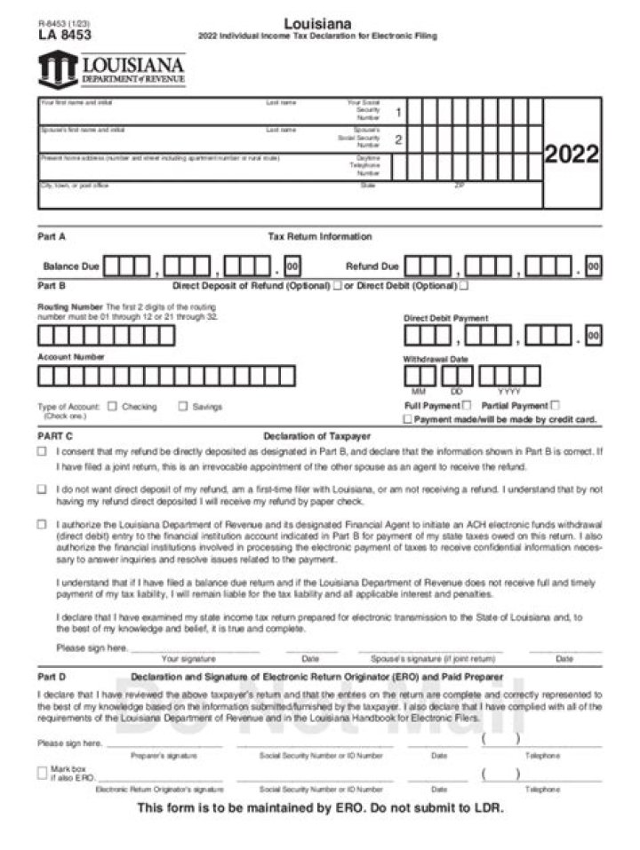 Does Louisiana have a state tax form?