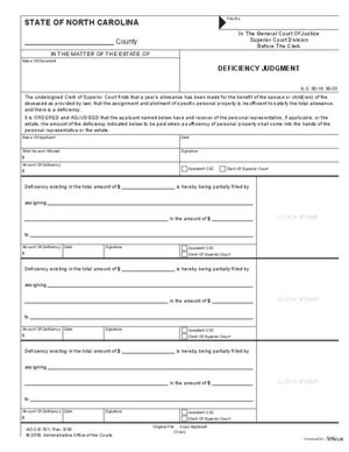 Does North Carolina allow deficiency Judgements after foreclosure?