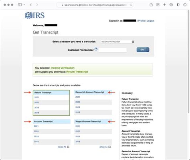 How do I download my tax transcripts from my computer?