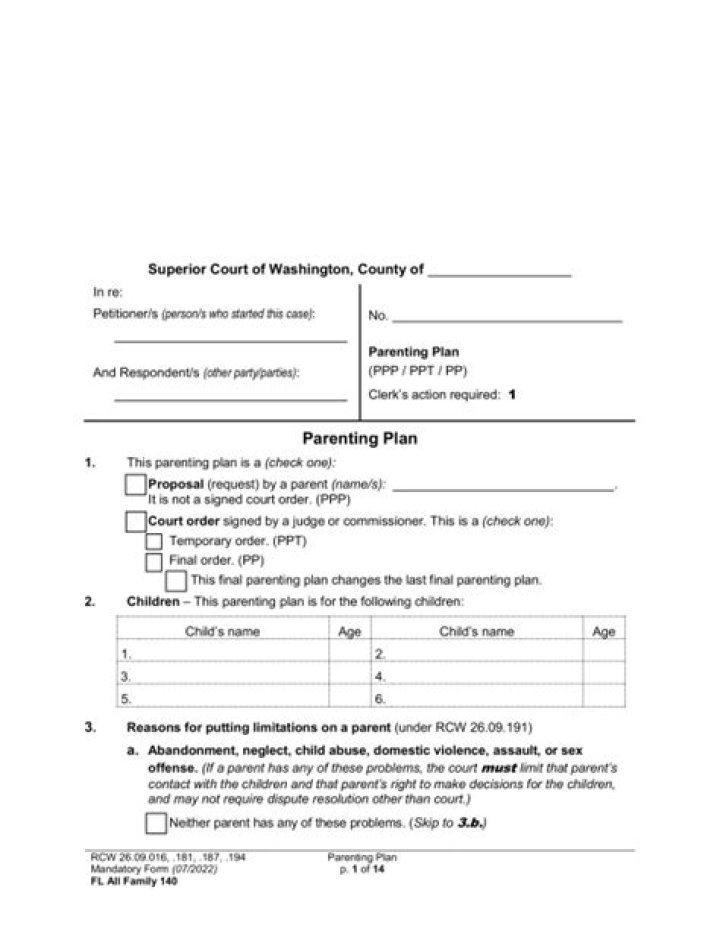 How do I file for primary custody in Washington state?
