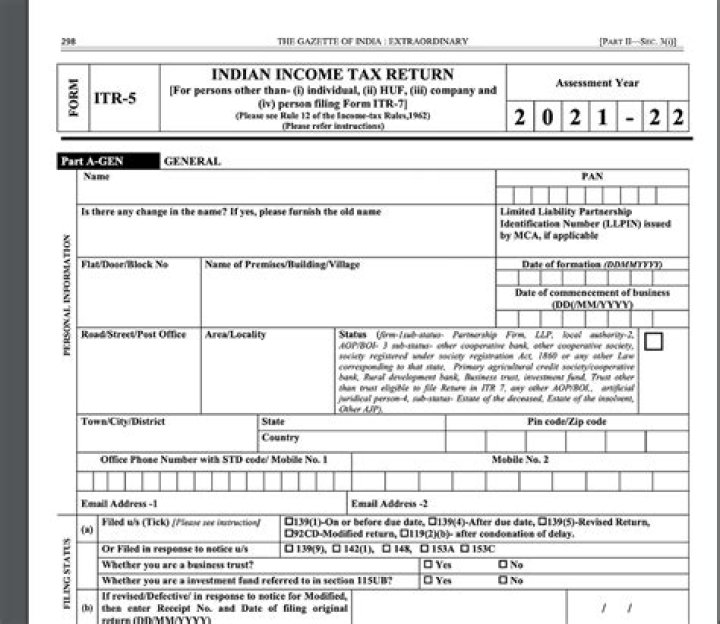 How do I file ITR 5 for society?