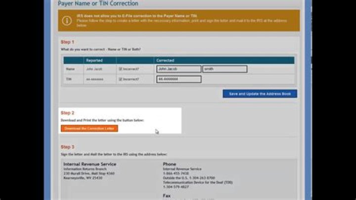 How do I report incorrect payer name or TIN?