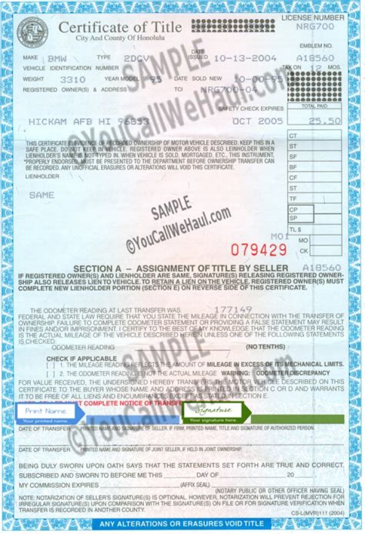 How do I transfer title and registration in Hawaii?