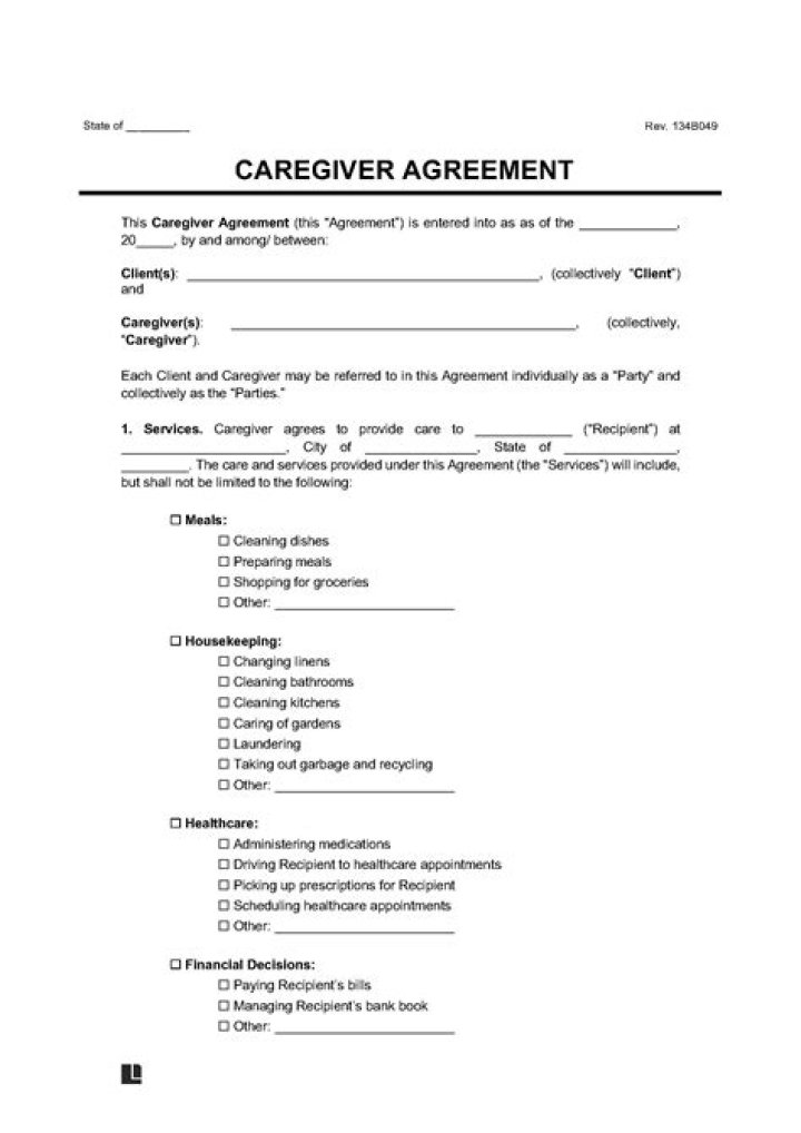 How do I write a caregiver agreement?