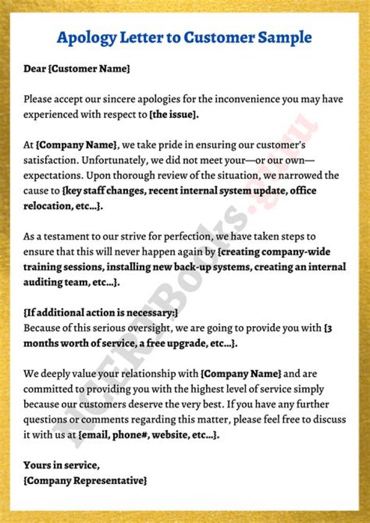 How do you apologize for lack of service?