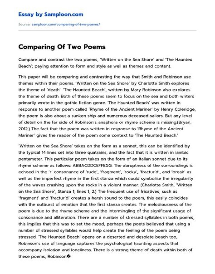 How do you compare two poems examples?