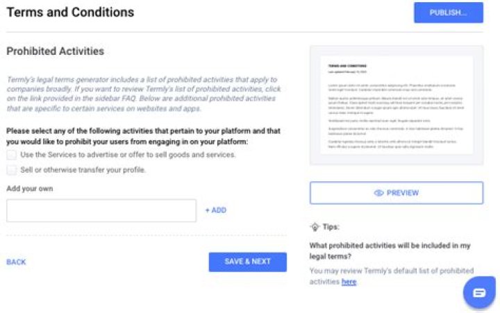 How do you create Terms and Conditions?