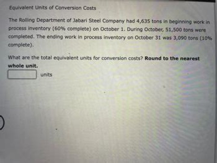 How do you find the equivalent units for conversion costs?