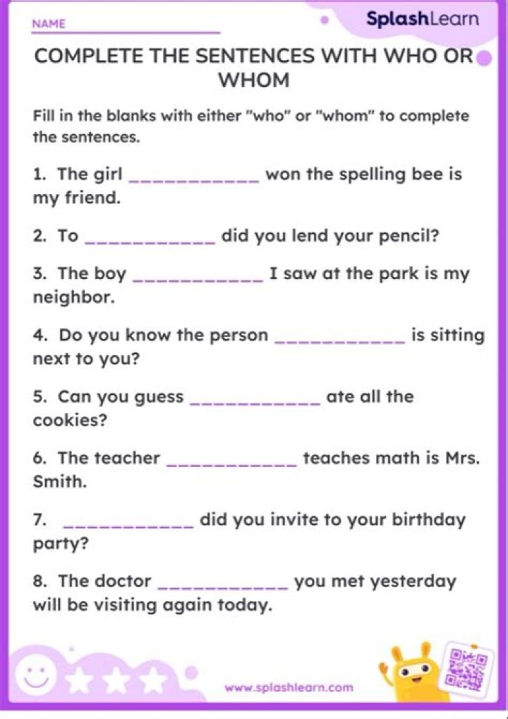 How do you know if a sentence needs Who or whom?