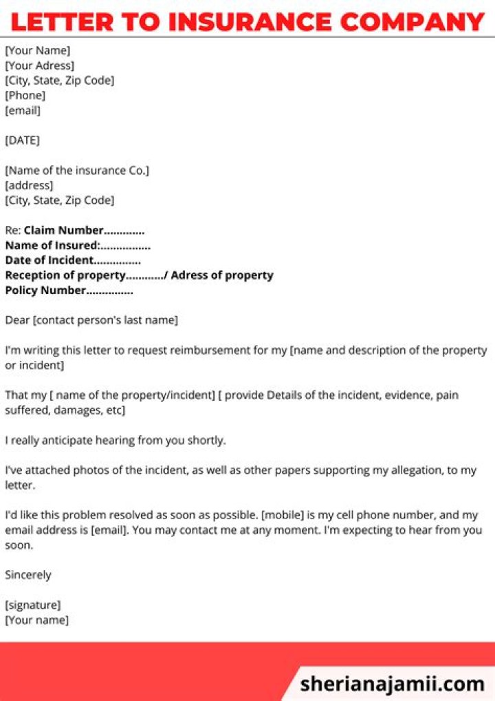 How do you start a letter to an insurance company?