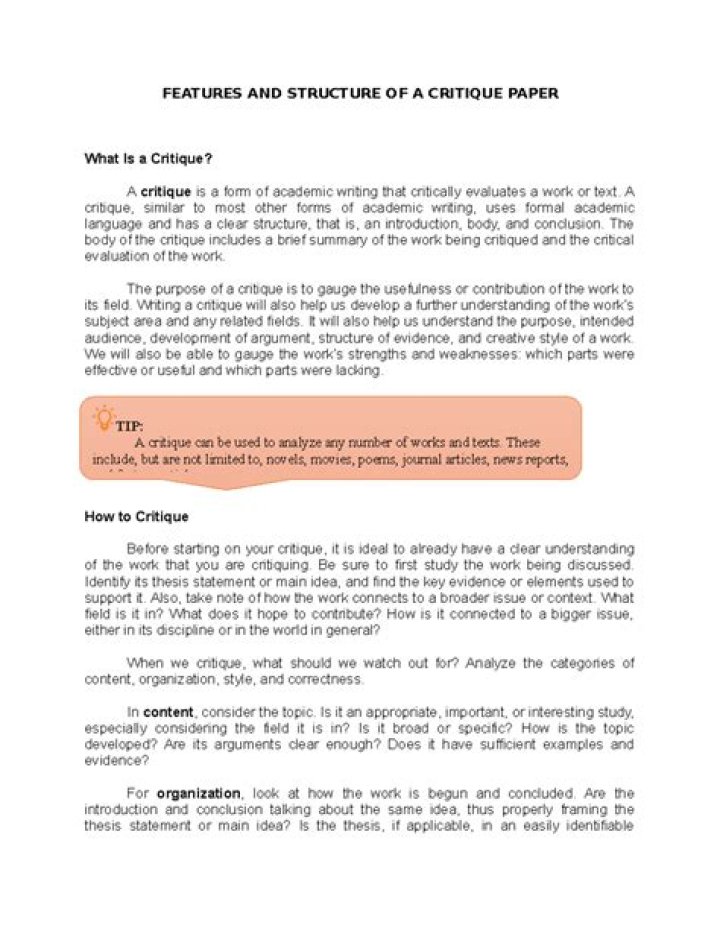 How do you structure a critique?