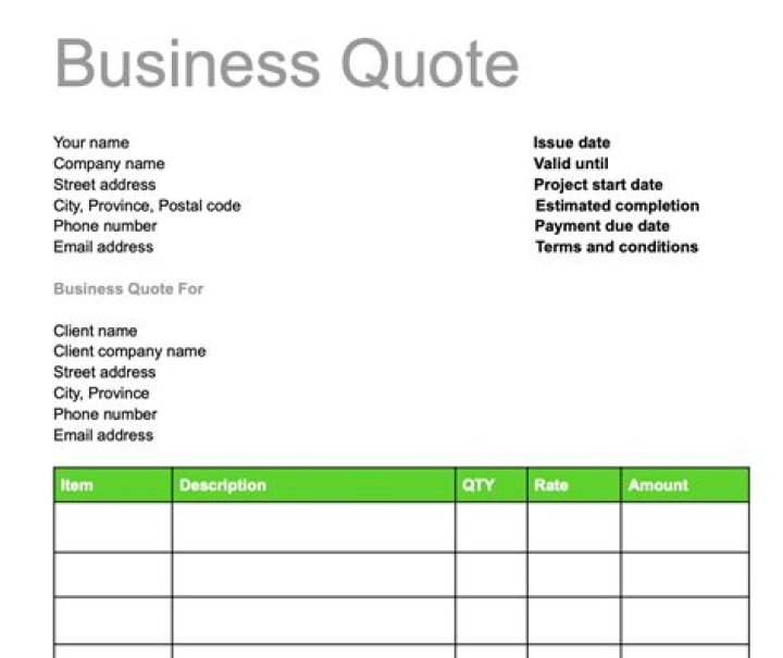 How do you write a business quote?
