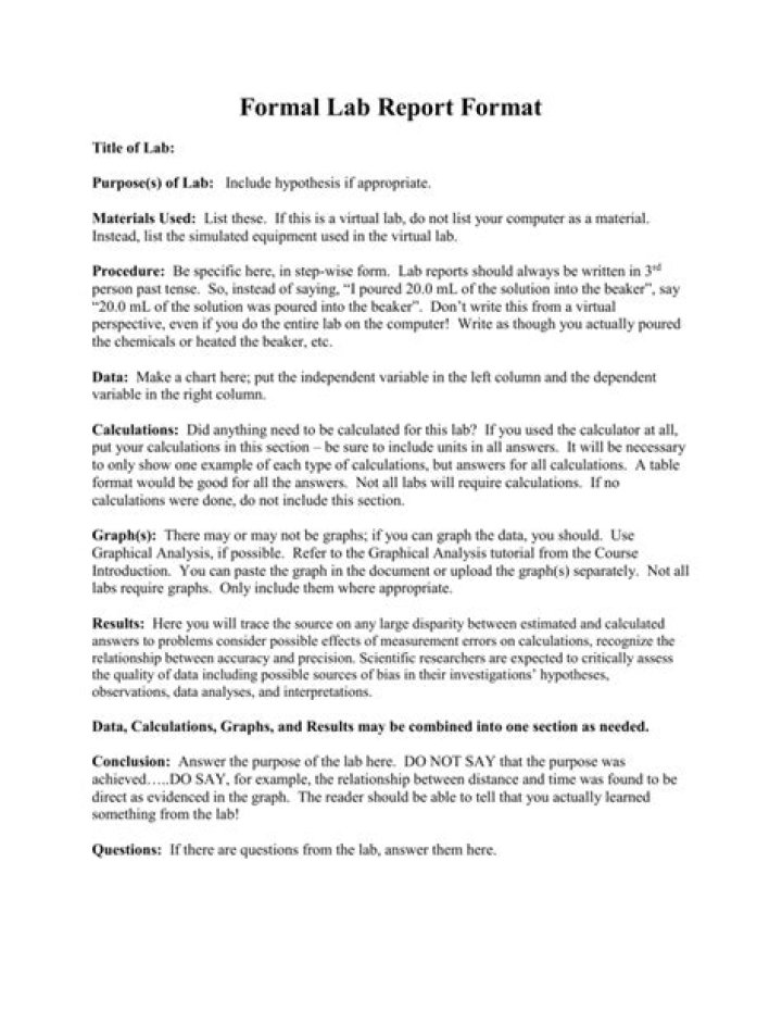 How do you write a formal lab report?