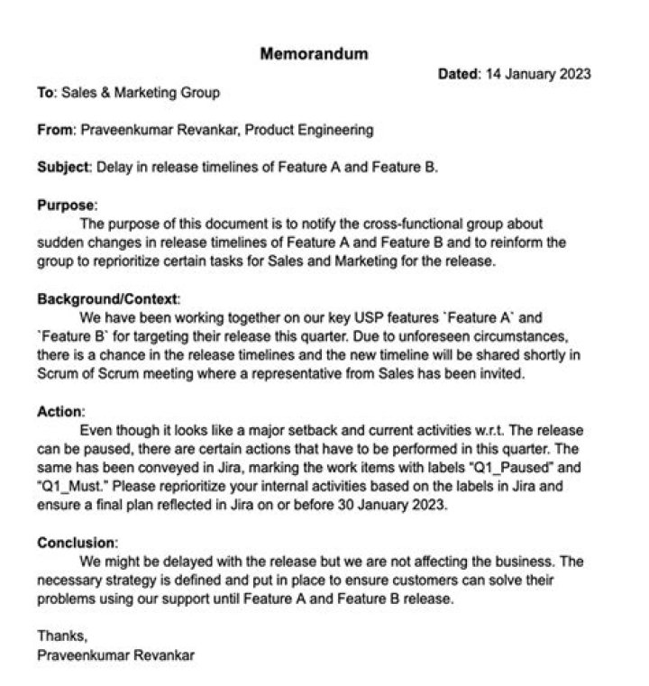 How do you write a memo for a research paper?