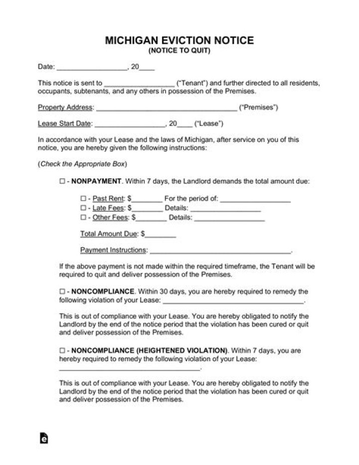 How does eviction work in Michigan?
