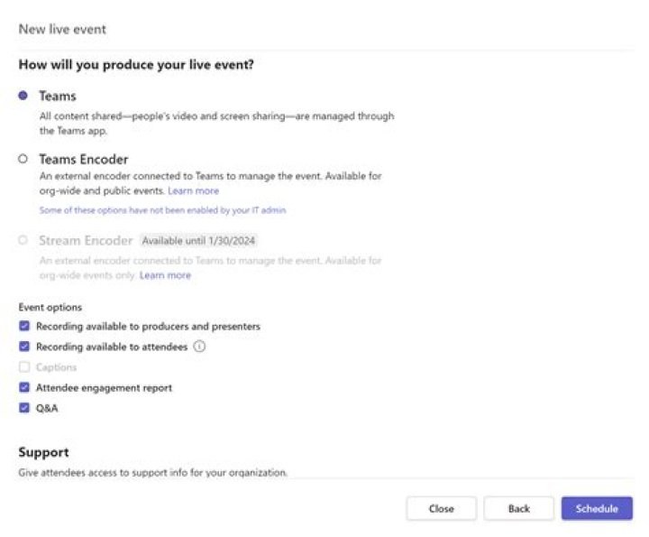 How will you produce your live event Teams?