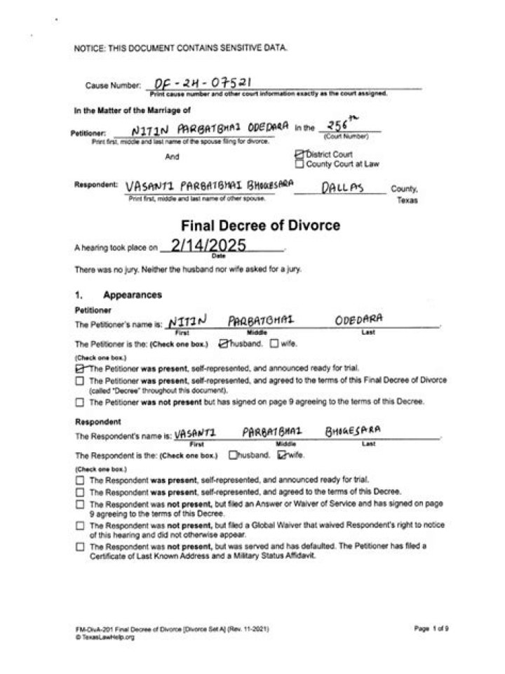 Is the final divorce decree valid if the date is illegible?