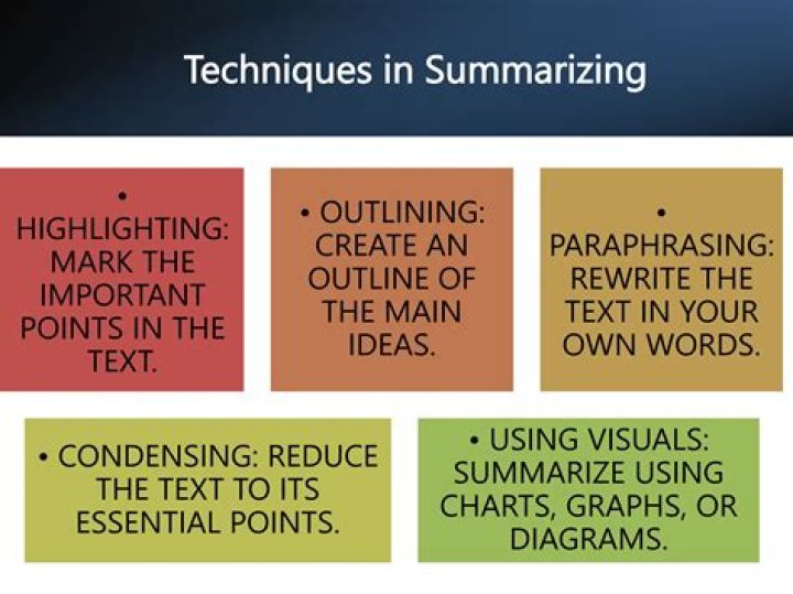 What are the techniques in summarizing a text?