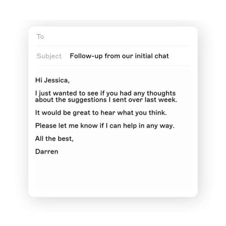 What do you say when you follow up with a client?