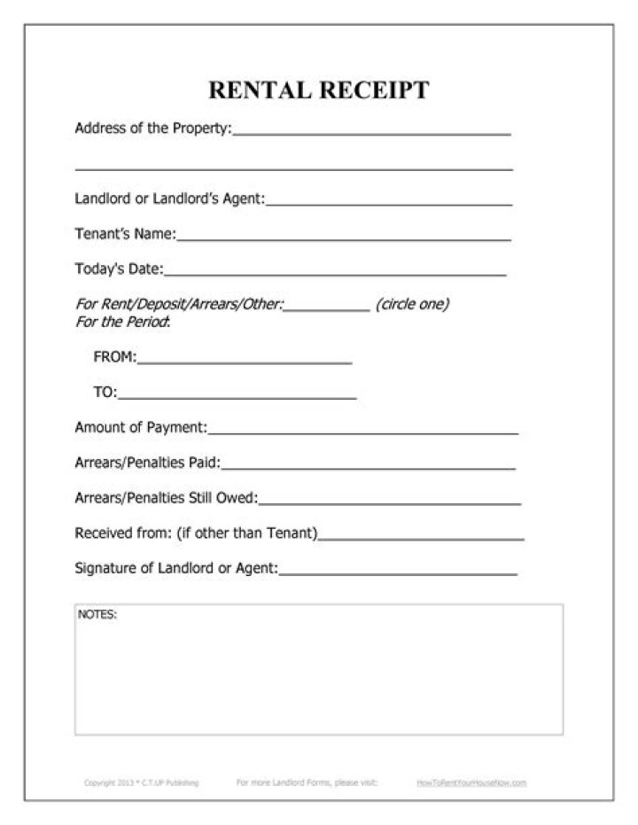 What does a rent receipt need to include?