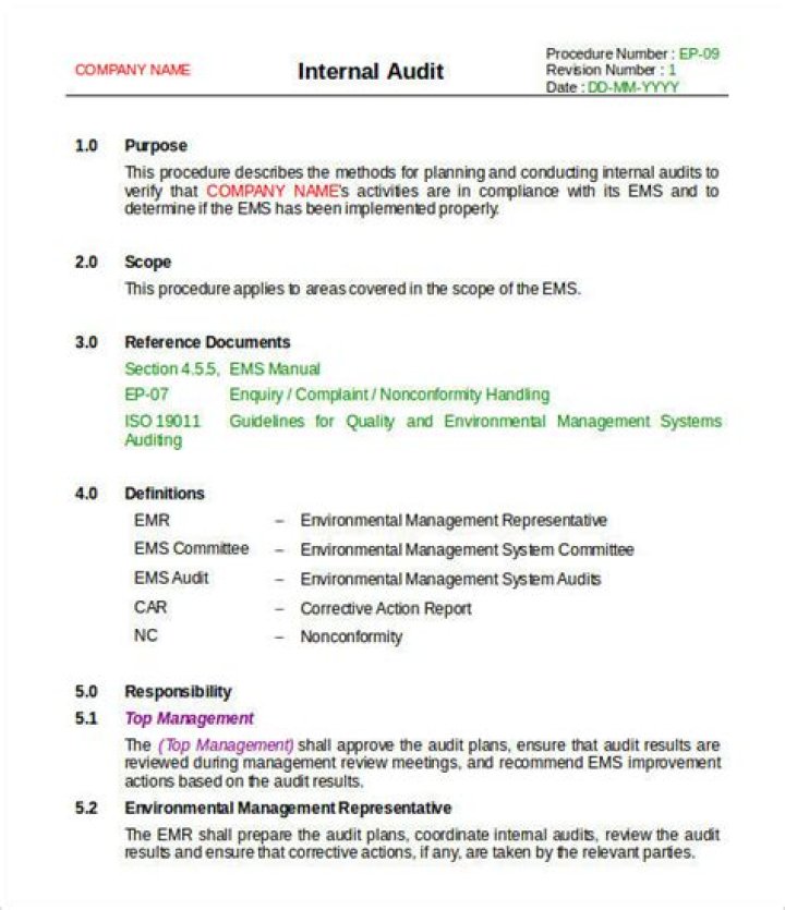 What does internal report include?