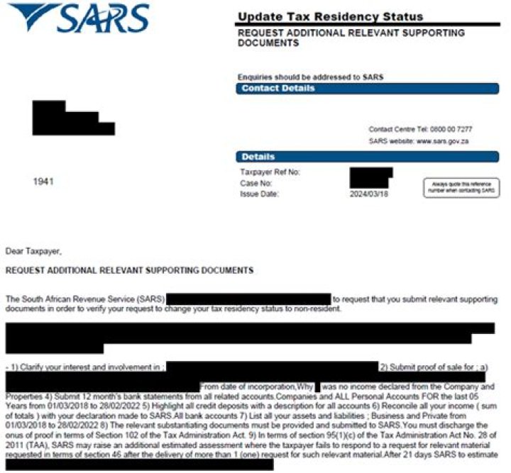 What does SARS Code 3920 mean?