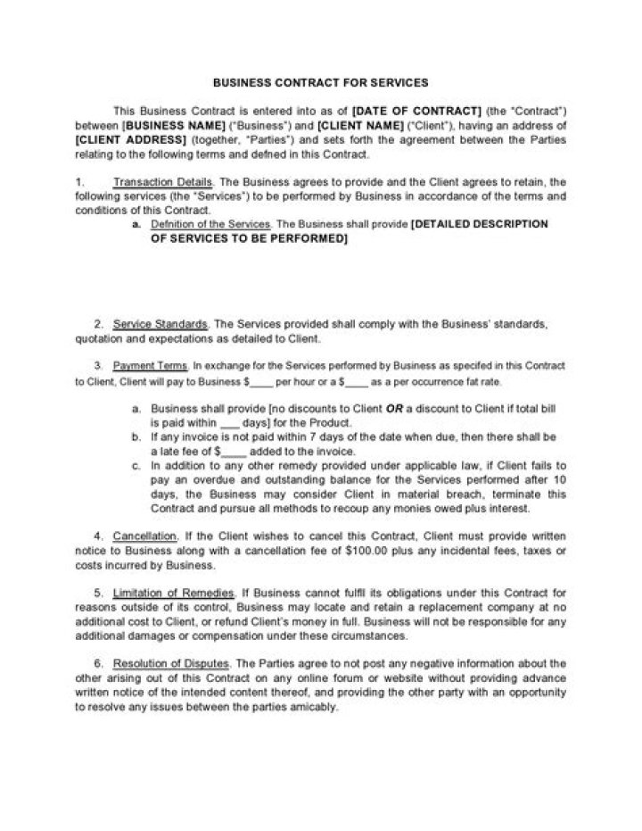 What is a business service contract?