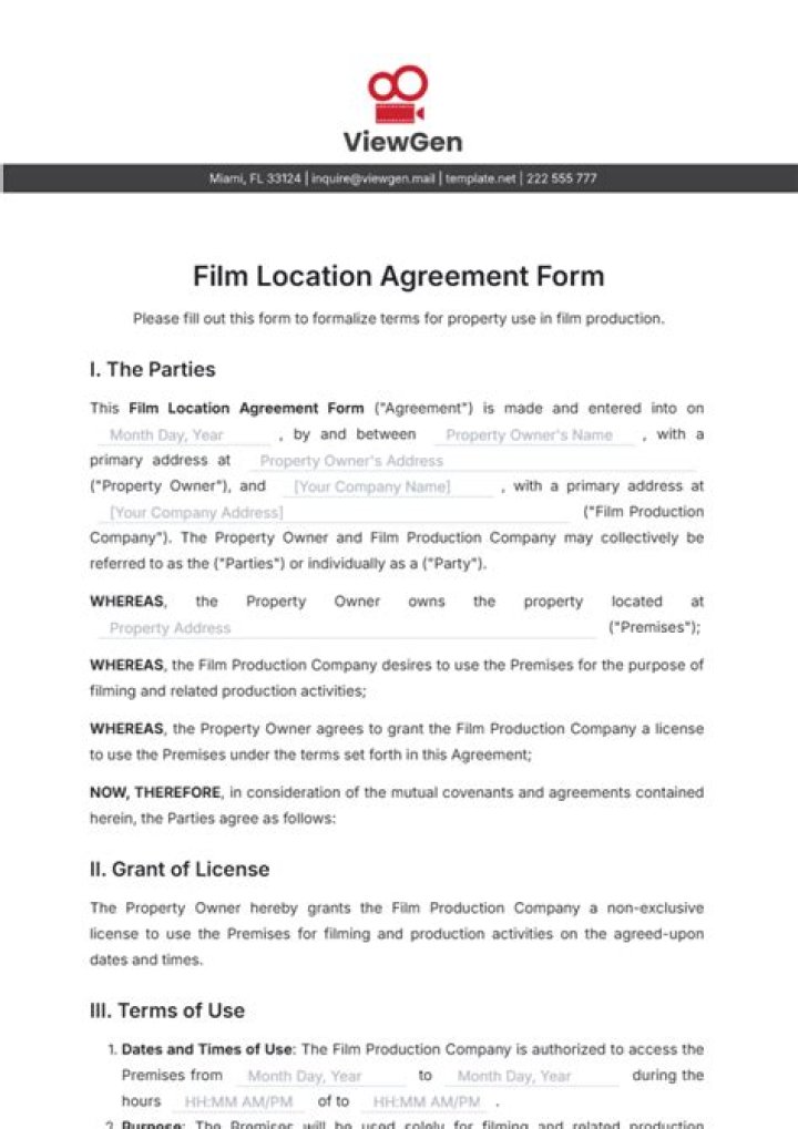 What is a location agreement in film?