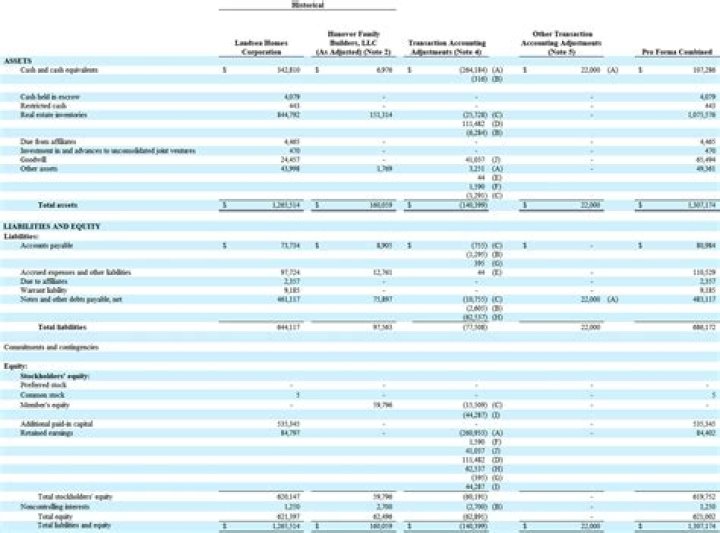 What is a pro forma balance sheet?