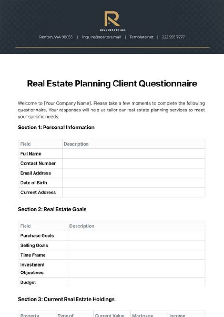 What is an estate planning questionnaire?