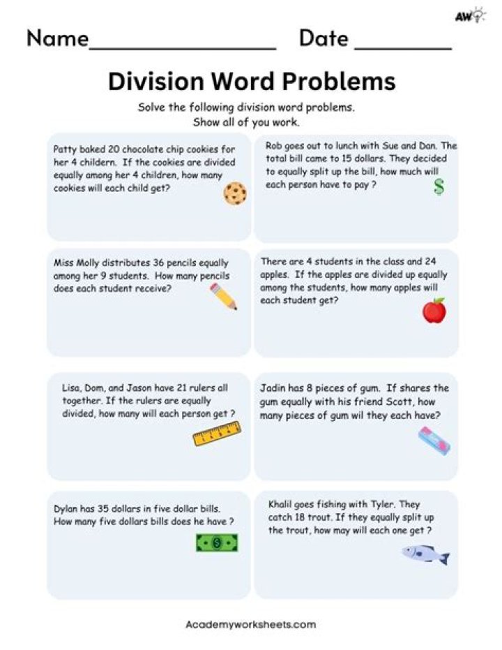 What is an example of a division word problem?