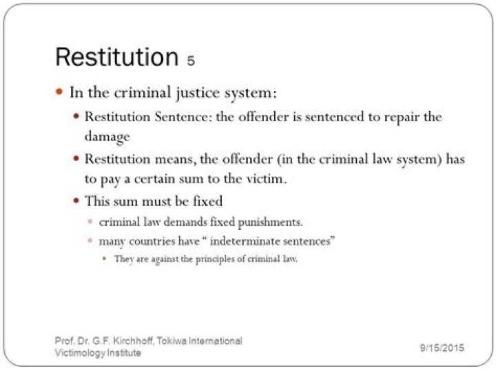 What is an example of restitution in criminal law?