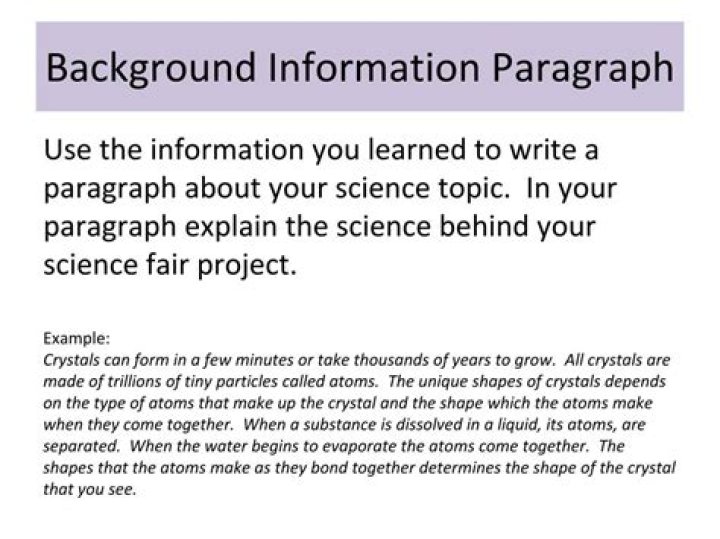 What is background information for a science project?