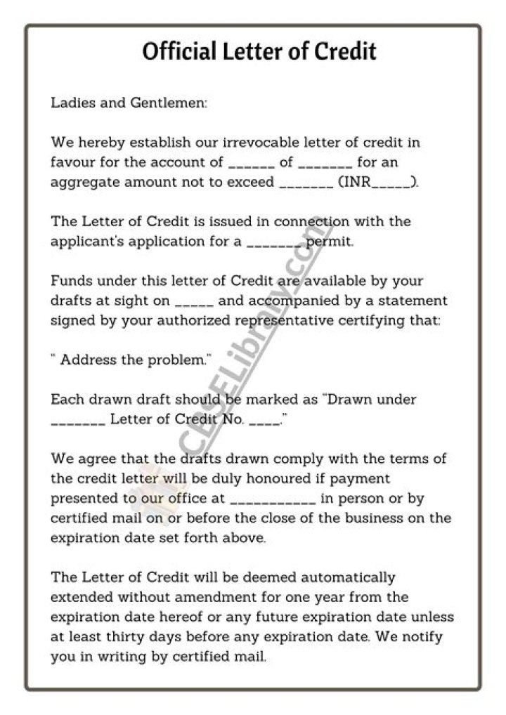 What is credit letter sent?