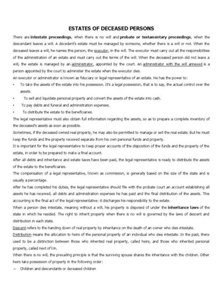 What is deceased person estate?