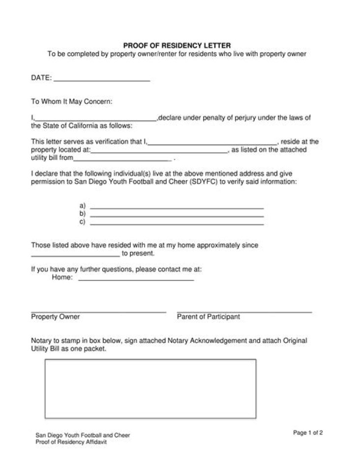What is proof of instate residency?