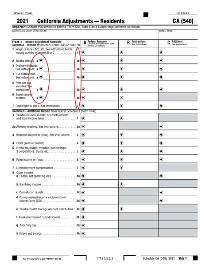 What is Schedule CA 540 California Adjustments residents?