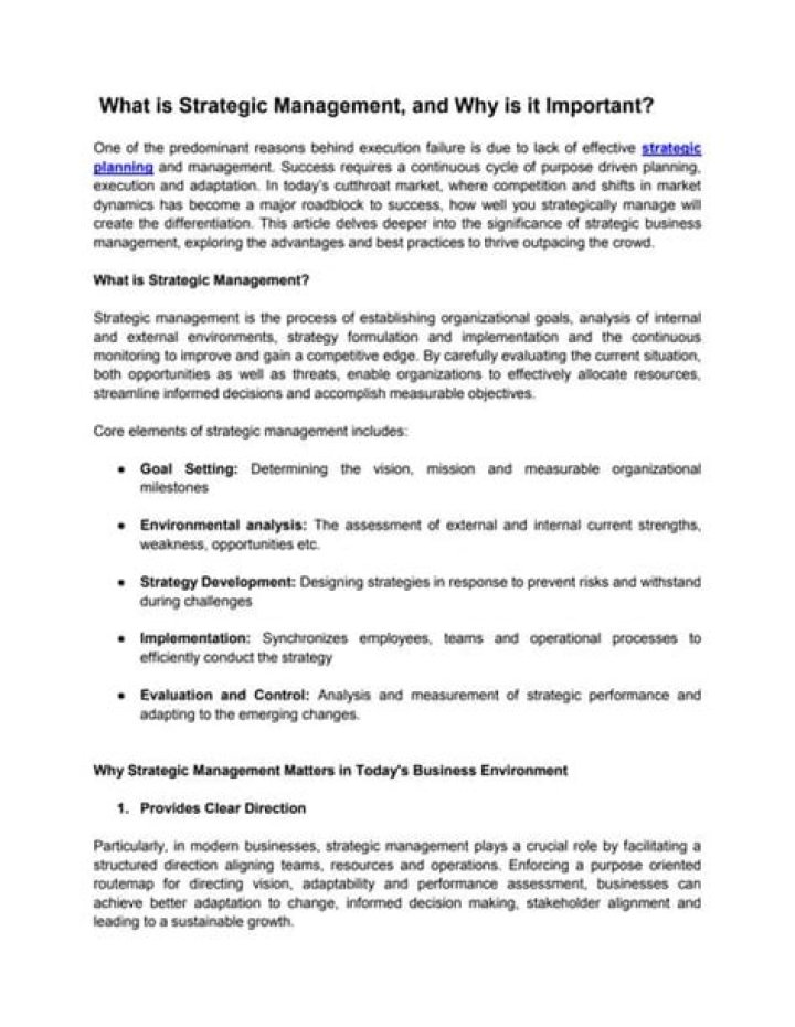 What is strategic management and why is it important?