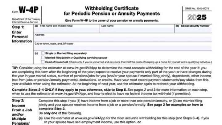 What is tax form W-4P?