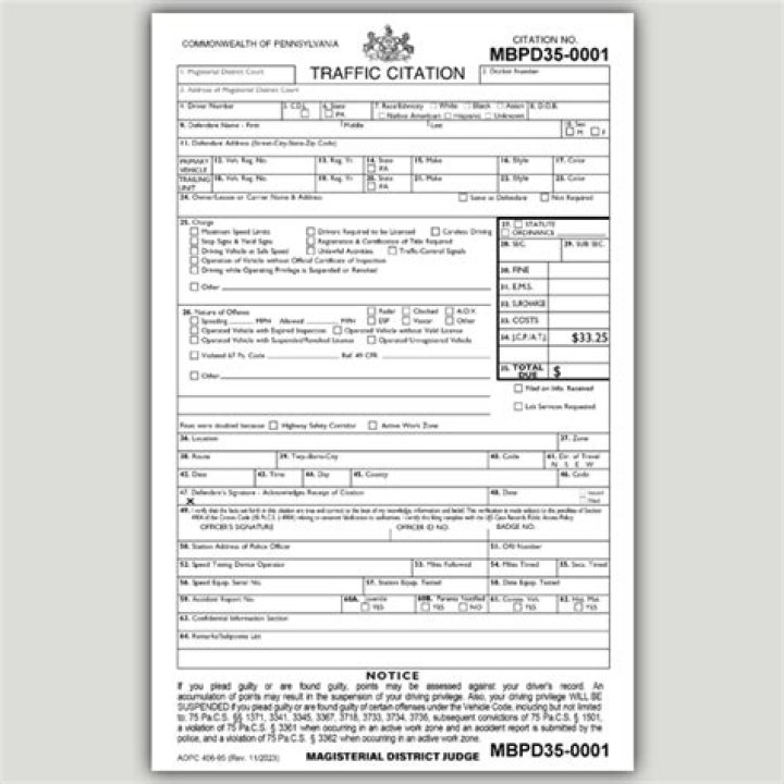 What is the highest traffic ticket?