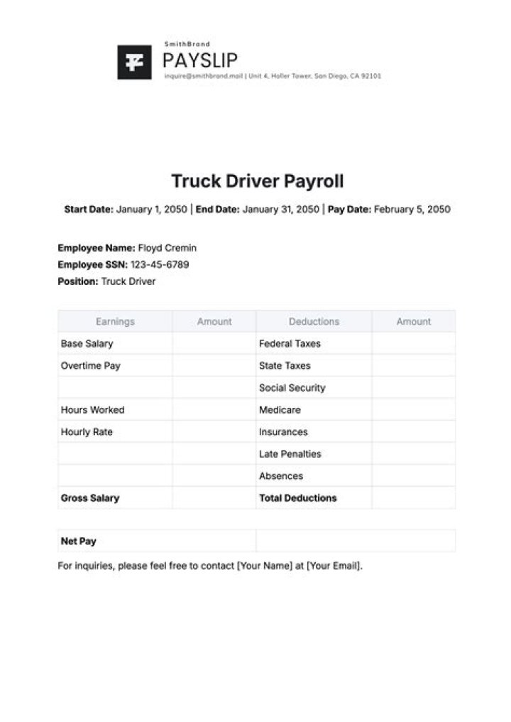 What is the per diem for a truck driver in 2020?