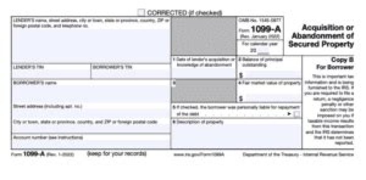 What is the purpose of a 1099-A form?