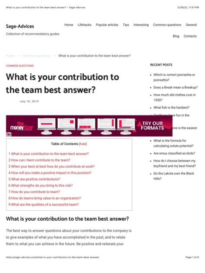 What is your contribution to your previous job?