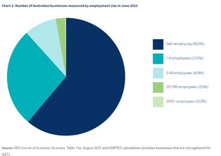 What percentage of Australian businesses have 200+ employees?