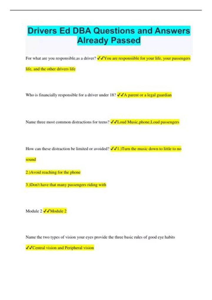 What questions are asked on the DBA?