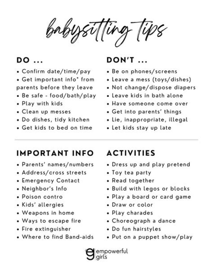 What responsibilities do babysitter have?