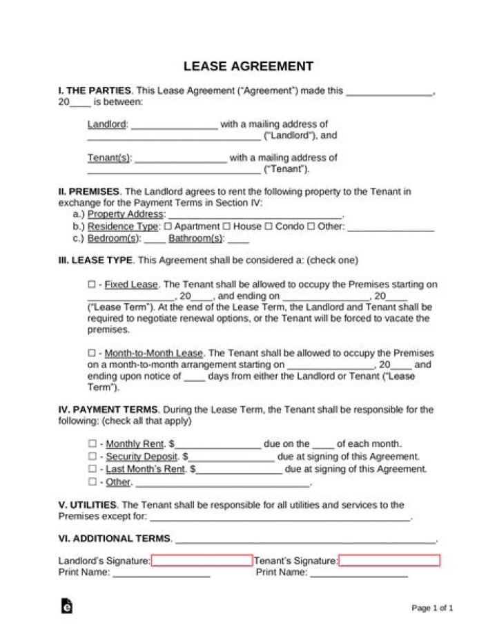 What should a lease include?