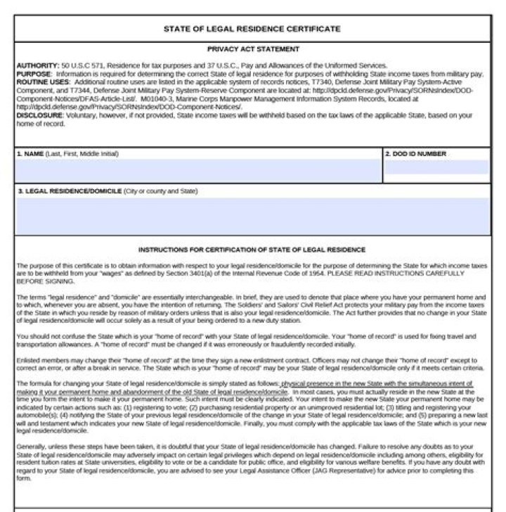 What state of residence is a military spouse?